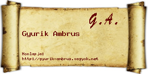 Gyurik Ambrus névjegykártya